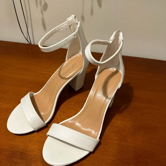 TOP Moda Shoes White Block Heels Poshmark